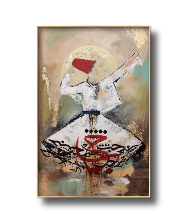 Sufi Whirling Calligraphy, Sufi Whirling Calligraphy painting, saima khan, Calligraphy by saima khan, saima khan art, saima khan painting