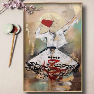 Sufi Whirling Calligraphy, Sufi Whirling Calligraphy painting, saima khan, Calligraphy by saima khan, saima khan art, saima khan painting